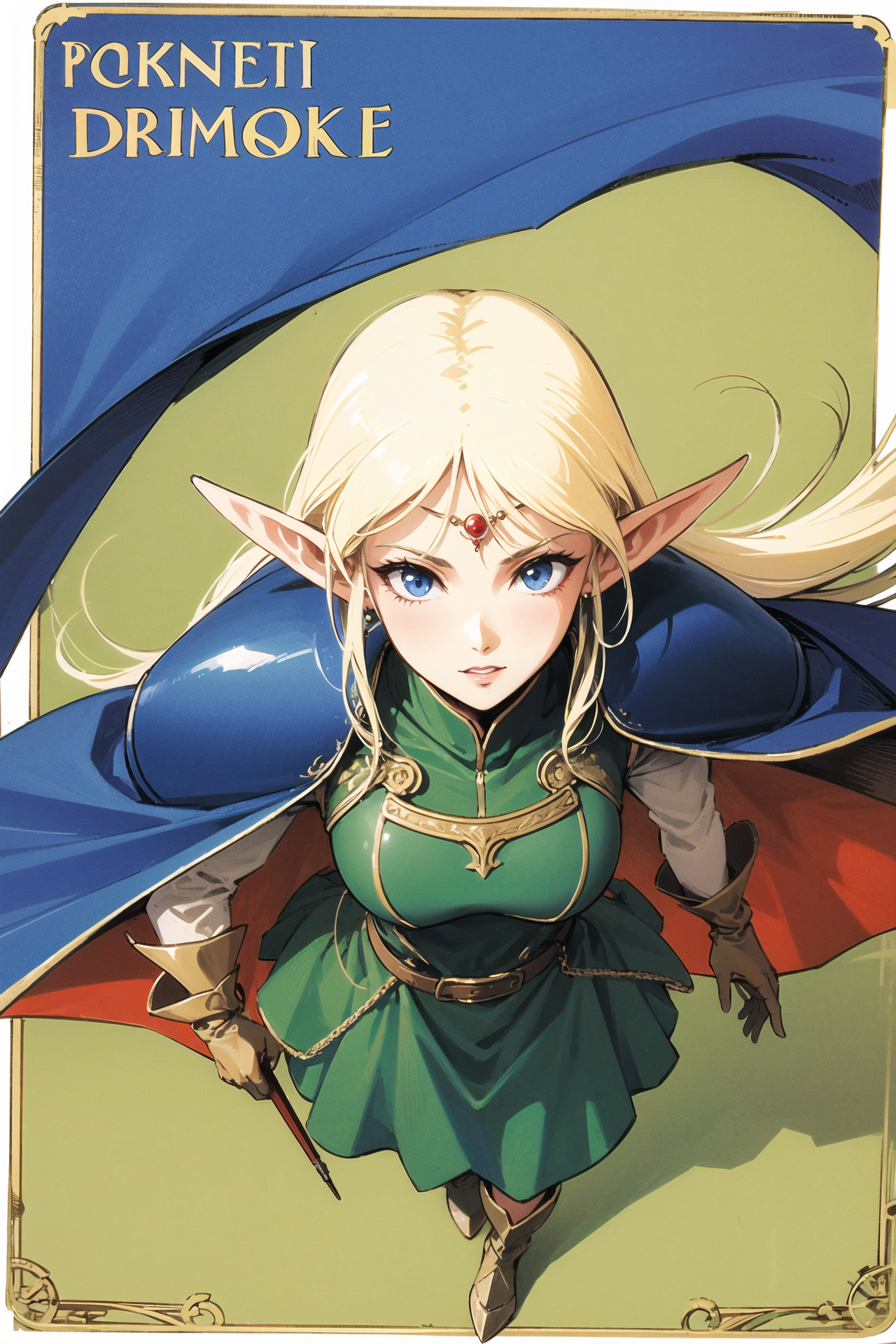 16487-2899934180-1girl, Deedlit, solo, pointy ears, long hair, blonde hair, armor, gloves, elf, blue gloves, cape, retro artstyle, blue cape, blu.png